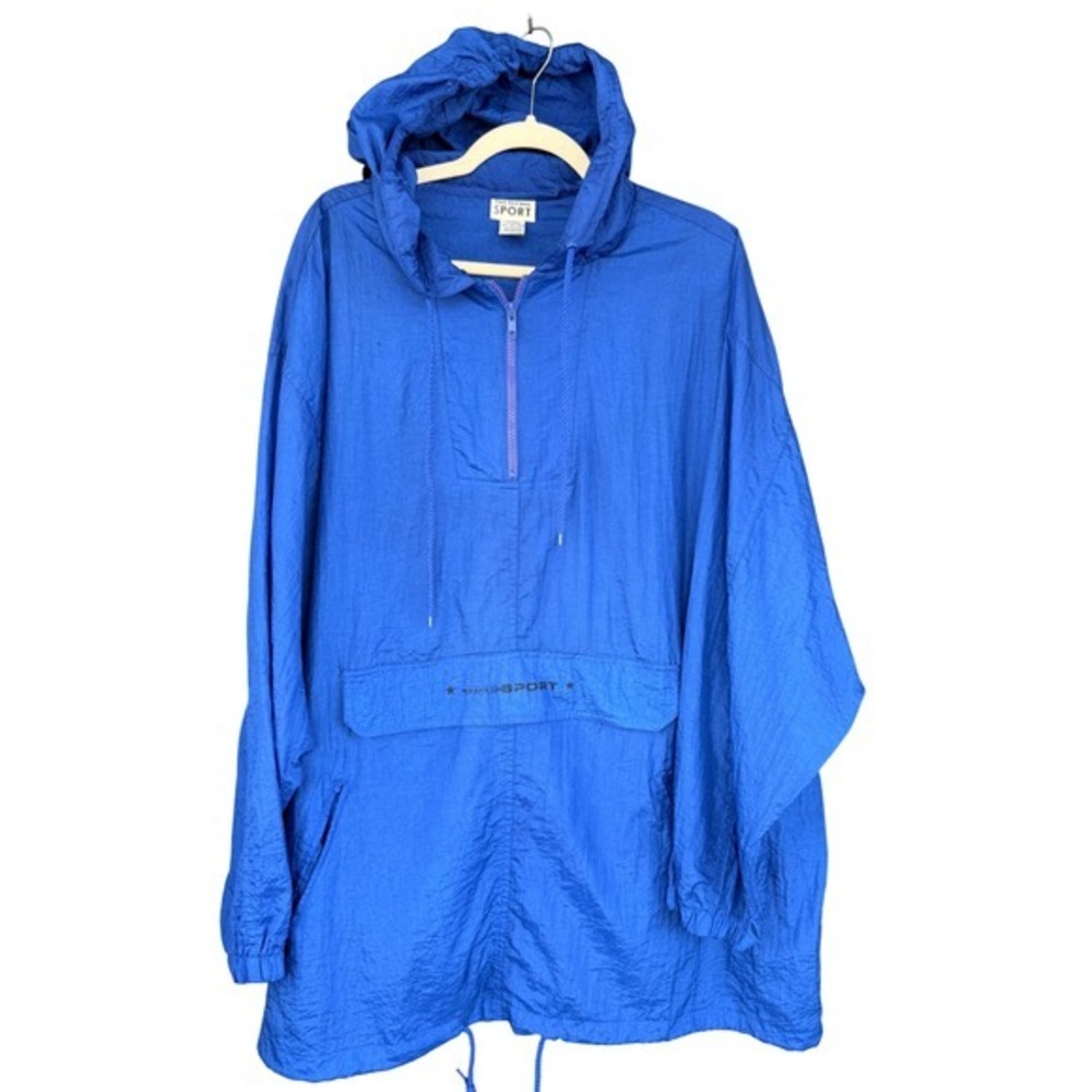 A3 Vintage The Avenue Sport Anorak Pullover Jacket Hooded Blue Size 22/24‎ Plus